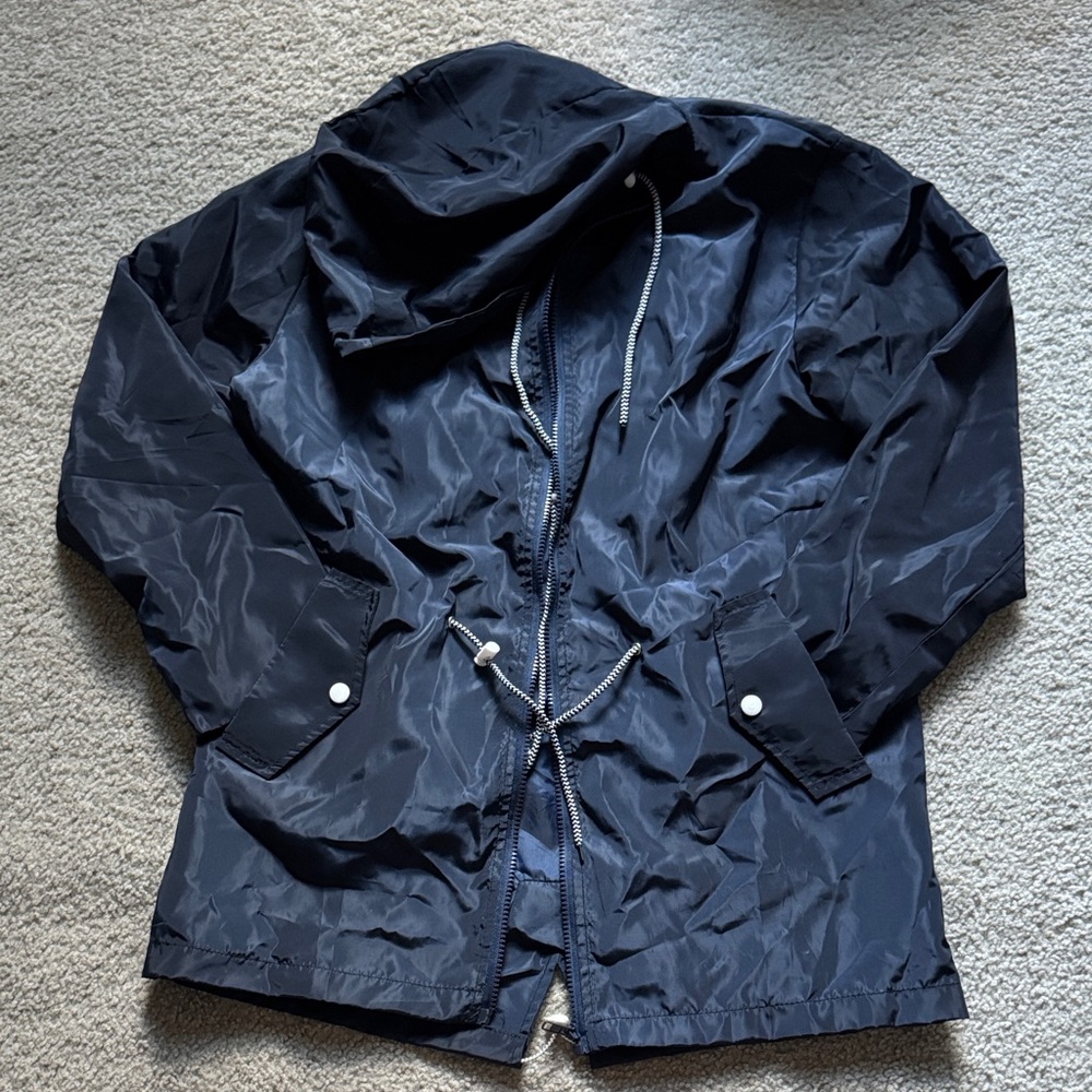 Navy Hooded Windbreaker Jacket